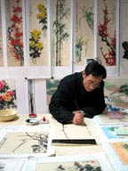 One of our wall scroll artists from Chengdu, in the Sichuan Province of China