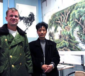 Cheng Zheng-Long and I visit in his Asian art studio near Chengdu.