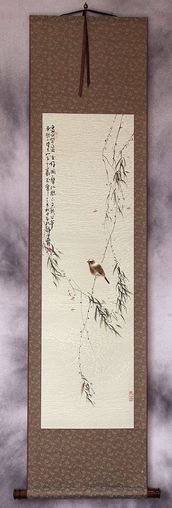 Bird Song in the Mountains - Bird and Flower Wall Scroll