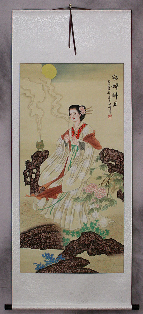 Blemished Beautiful Asian Woman Wall Scroll