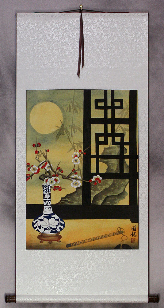 Chinese Still Life Scene Wall Scroll