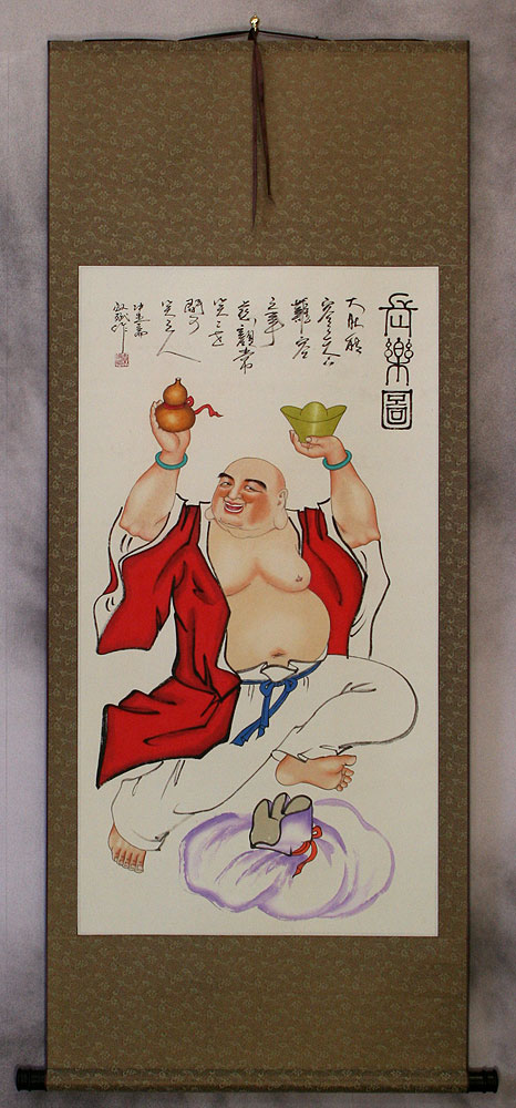Happy Belly Buddha Wall Scroll
