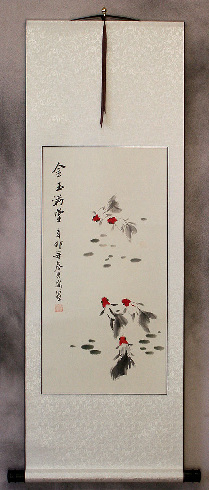 Gold Fish Wall Scroll
