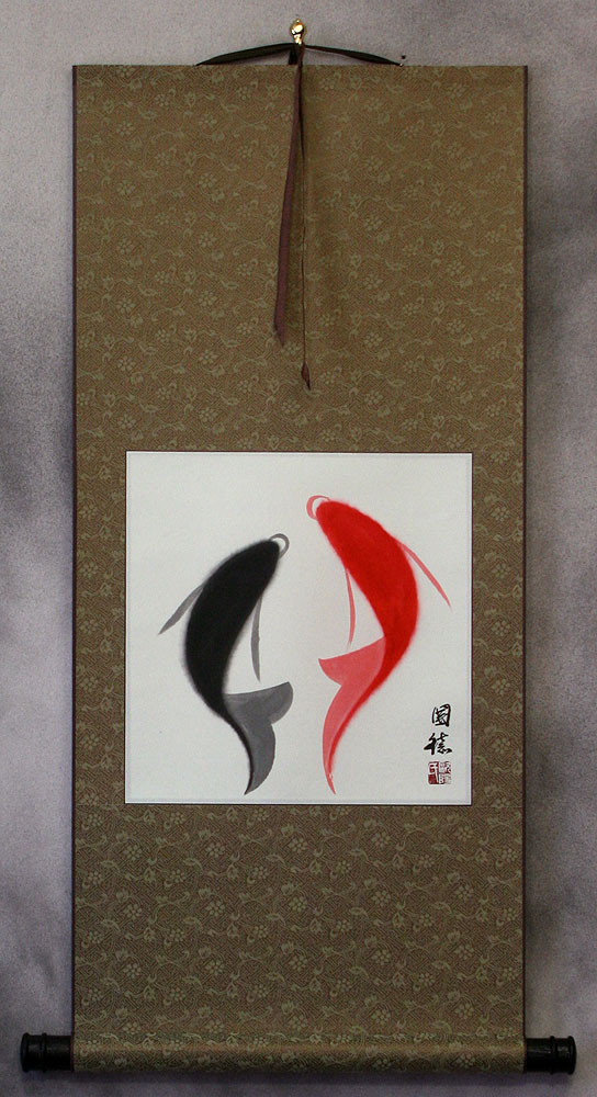 Abstract Yin Yang Fish - Chinese Scroll