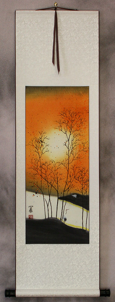 Sounds of Autumn Cranes Wall Scroll