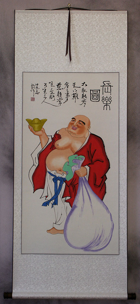 Longtime Happy Buddha Wall Scroll