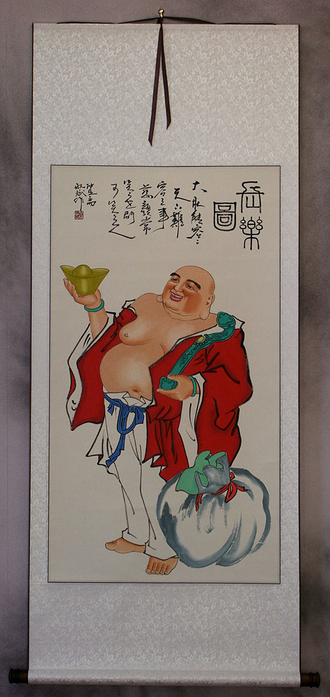 Great Happy Buddha Wall Scroll