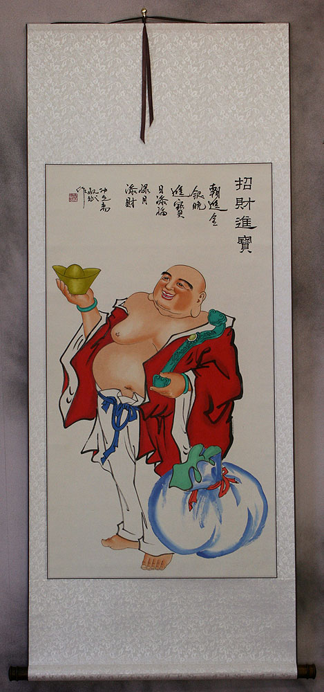 Great Happy Buddha Wall Scroll