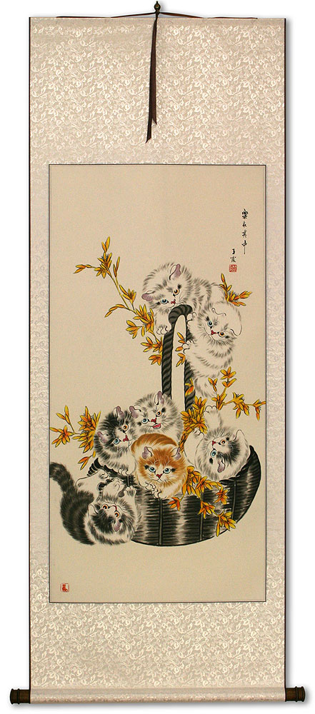 Cats / Kittens - Chinese Scroll