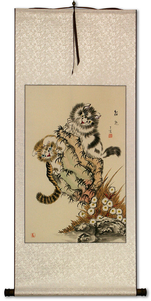 Cat Fun Chinese Wall Scroll