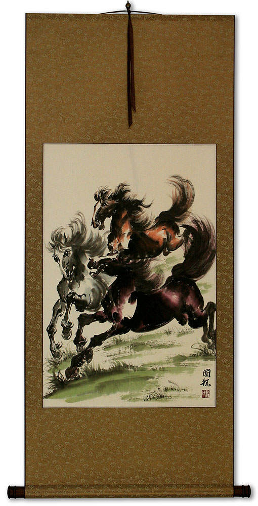 Galloping Horses Wall Scroll