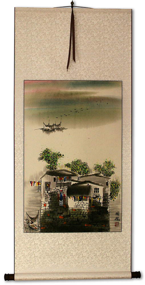 Chinese Suzhou Landscape Wall Scroll