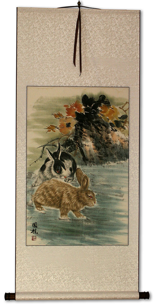 Rabbits - Chinese Scroll