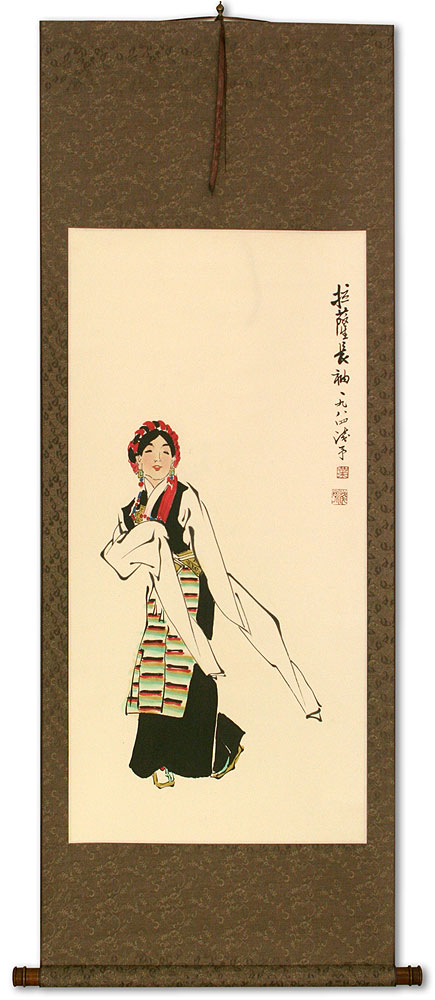 Dancing Minority Girl of Southern China Wall Scroll