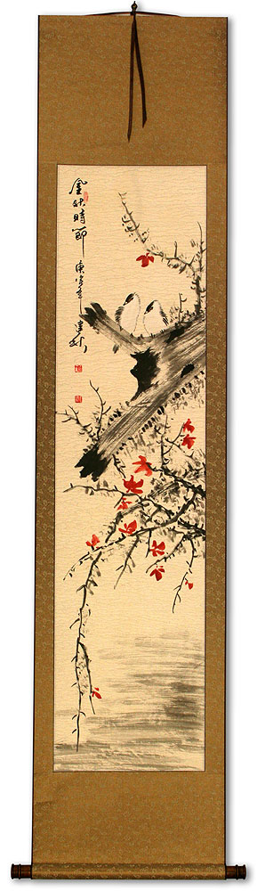 The Golden Autumn - Bird and Flower Chinese Scroll