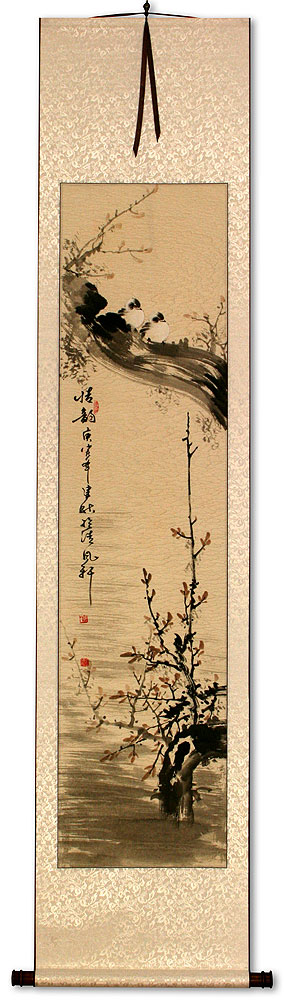 Birds and Flowers Wall Scroll