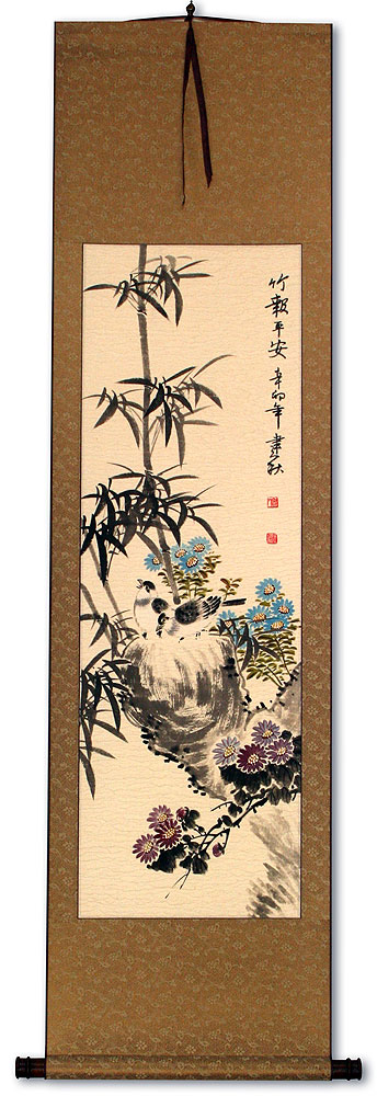 Bamboo Safe and Peaceful - Wall Scroll
