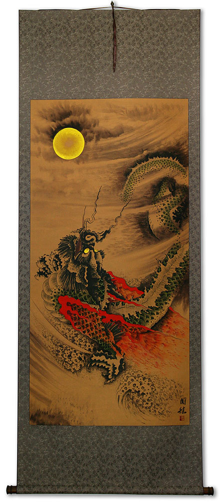 Flying Chinese Dragon - Oriental Wall Scroll