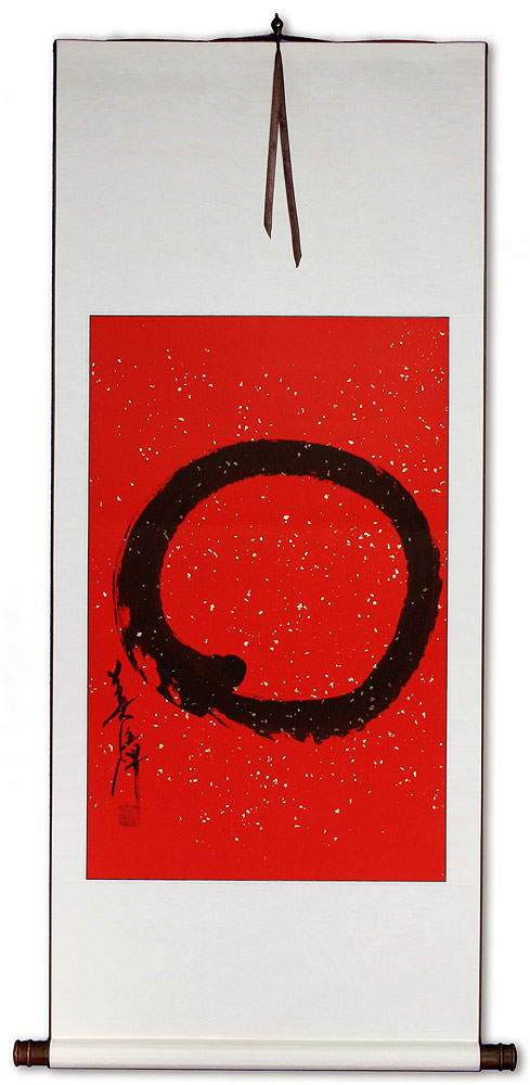 Large Red Enso Symbol - Japanese Scroll