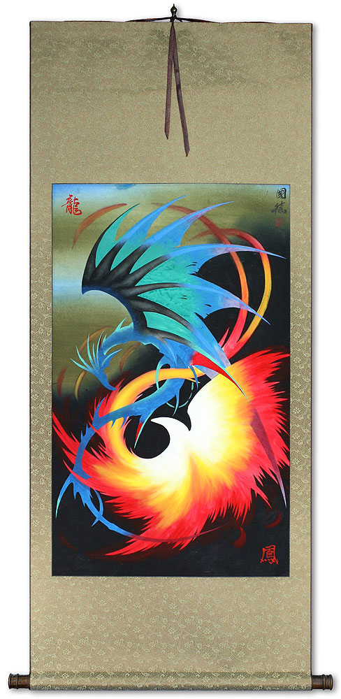 Chinese Dragon and Phoenix - Wall Scroll