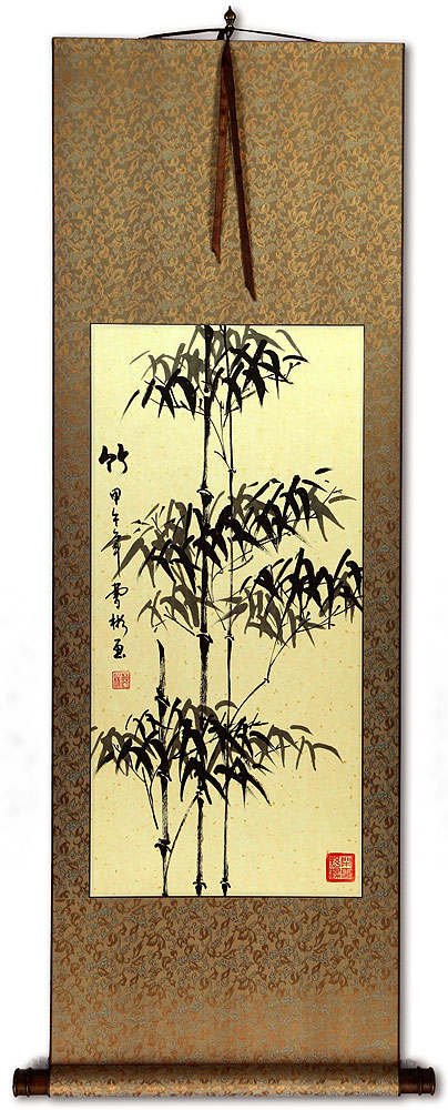 Chinese Freestyle Bamboo Wall Scroll