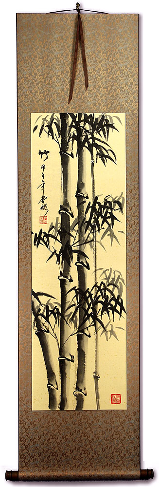 Tall Chinese Ink Bamboo Wall Scroll