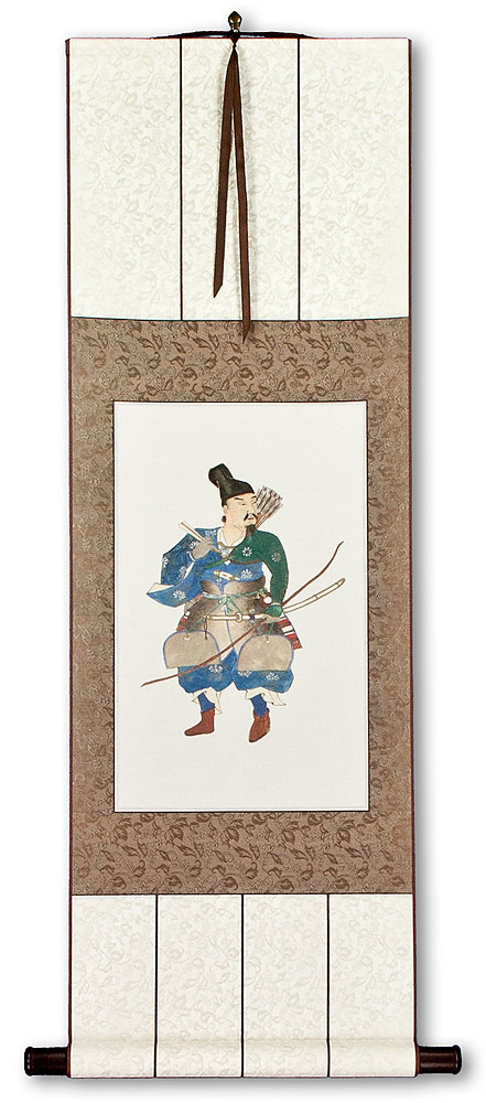 The Noble Archer Warrior - Japanese Woodblock Print Repro - Wall Scroll