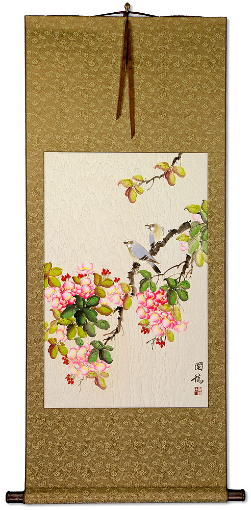 Birds & Flowers Wall Scroll