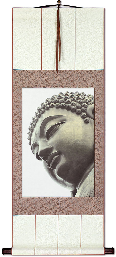 Face of Buddha Statue Wall Scroll