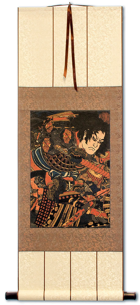 Japanese Samurai Actor Woodblock Print Wall Scroll