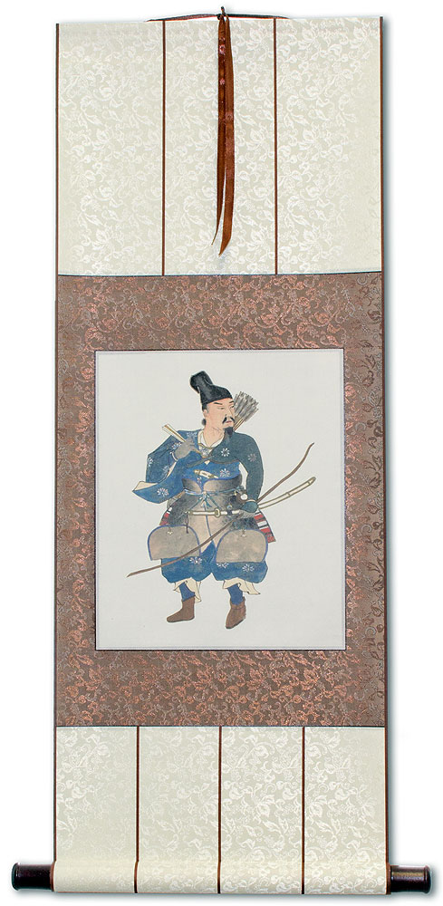 Japanese Samurai Archer Warrior Print Wall Scroll