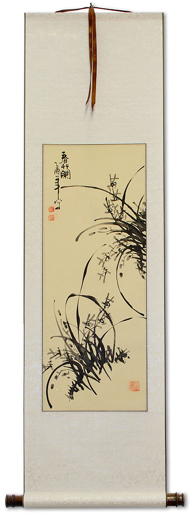 Classic Chinese Orchid Wall Scroll