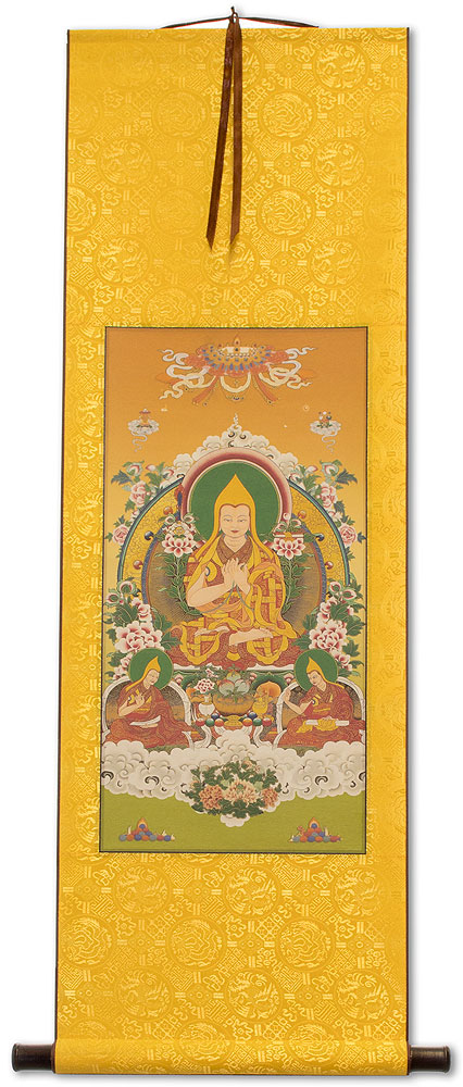 Tibetan Buddha Print - Yellow Wall Scroll