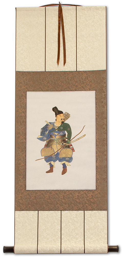 The Noble Archer Warrior - Japanese Woodblock Print Repro - Wall Scroll