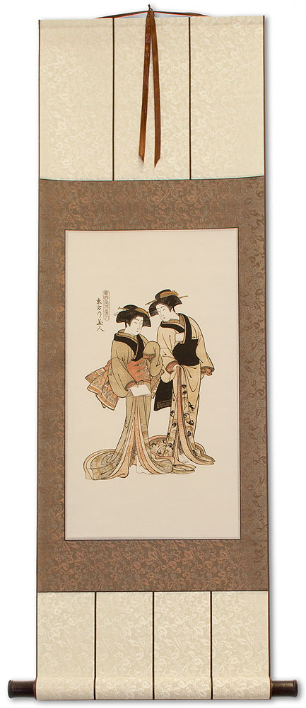 Beauties of the East - Japanese Woodblock Print Repro - Wall Scroll