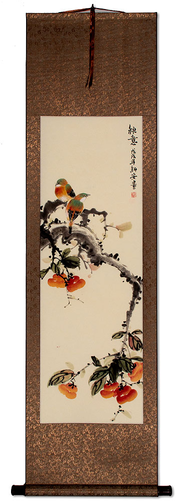 Bird and Flower Handmade Wall Scroll