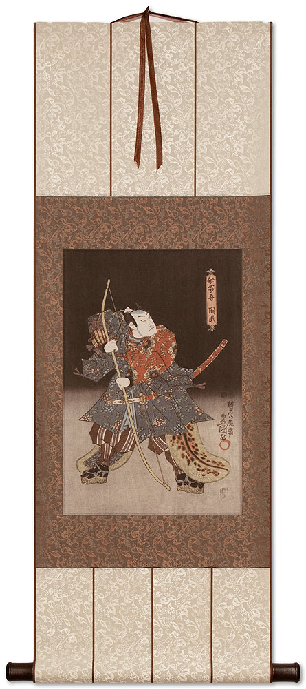 Samurai Saitogo Kunitake - Japanese Woodblock Print Repro - Wall Scroll