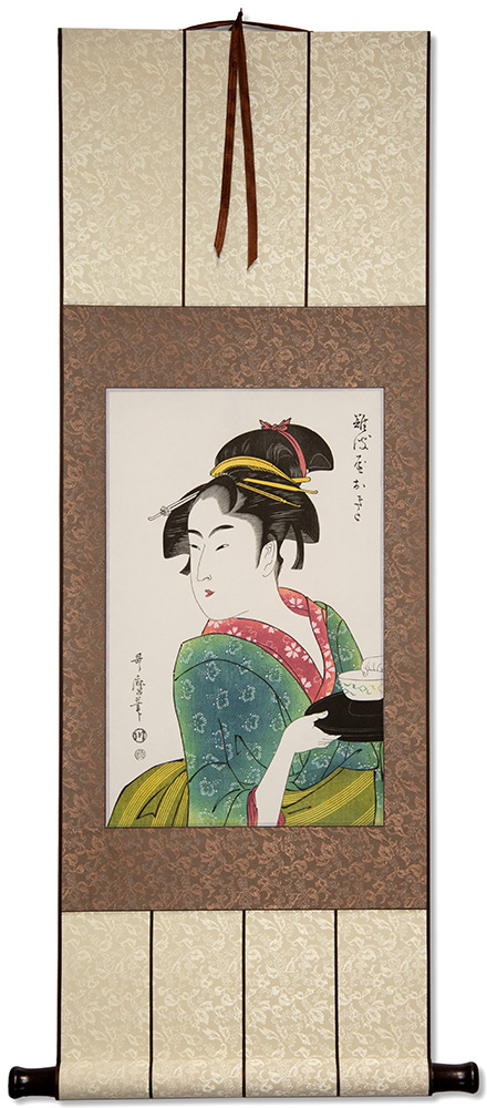 Naniwaya Okita - Japanese Woman Woodblock Print Repro - Wall Scroll