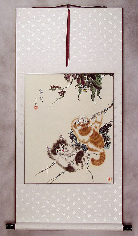 Asian Kittens Wall Scroll