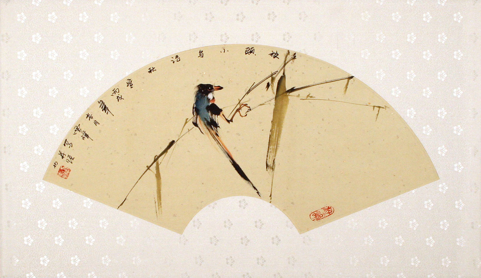 Fan-Style Bird Painting