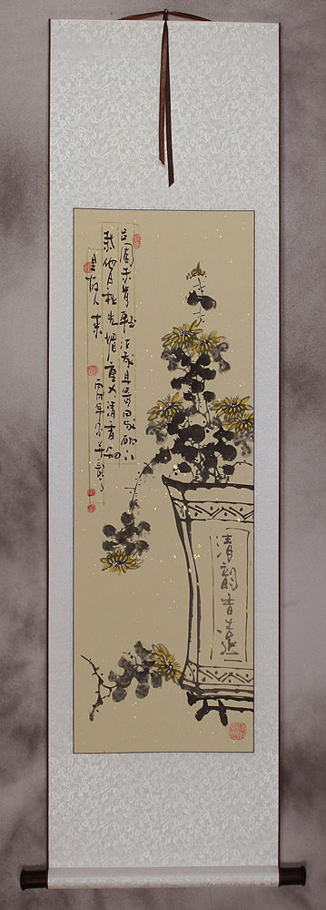 Traditional Chinese Ink Flower Wall Scroll