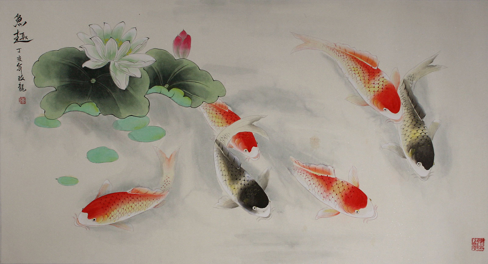 Японская живопись рыбки