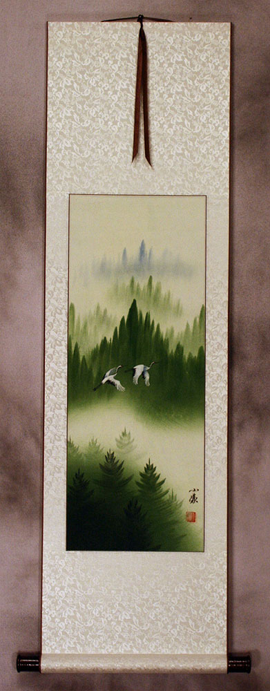 Colorful Cranes Wall Scroll
