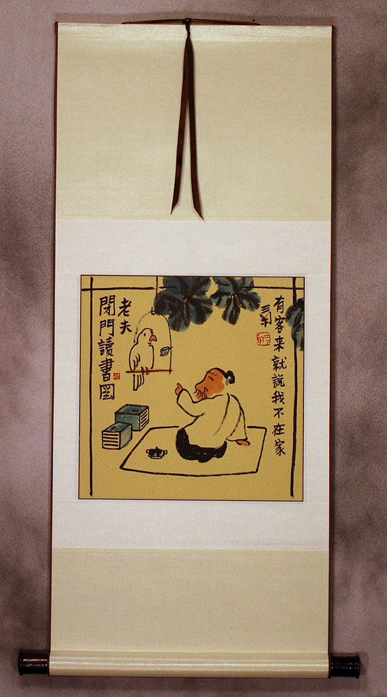 Don't Tell Secrets to a Parrot - Chinese Scroll