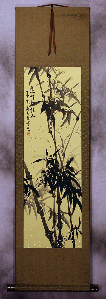 Chinese Black Ink Bamboo Wall Scroll