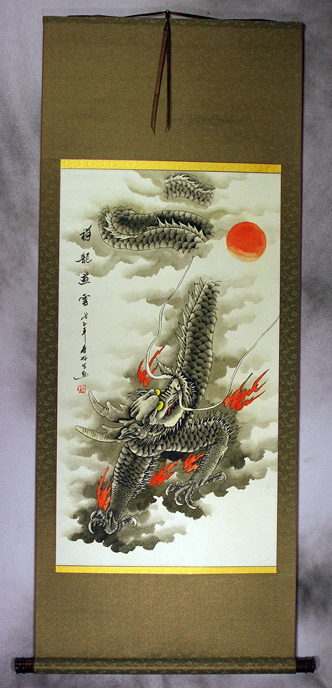 Chinese Dragon of the Clouds Wall Scroll