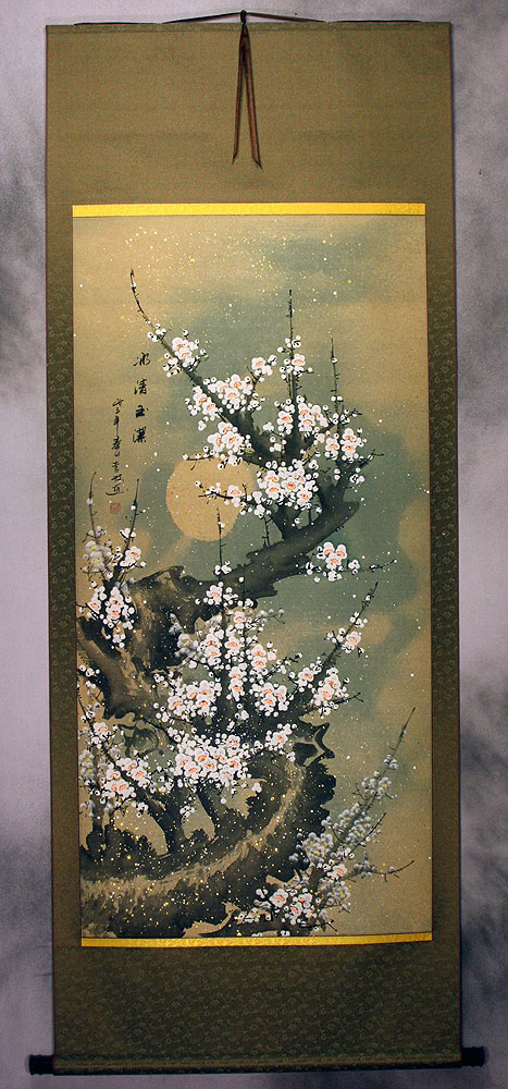 Big White Plum Blossom Wall Scroll