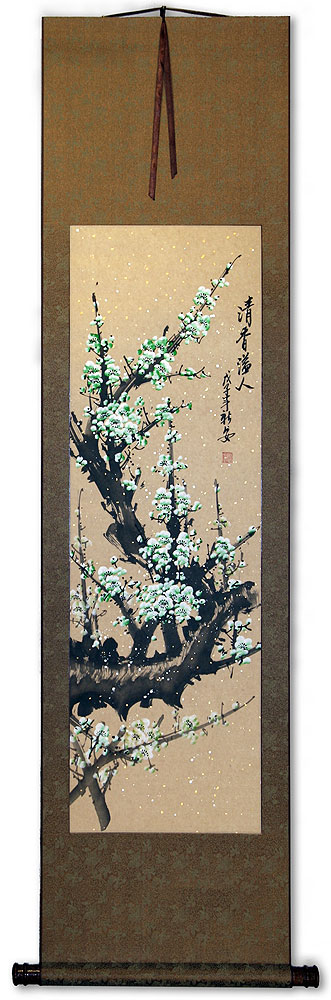 Green Plum Blossom Wall Scroll