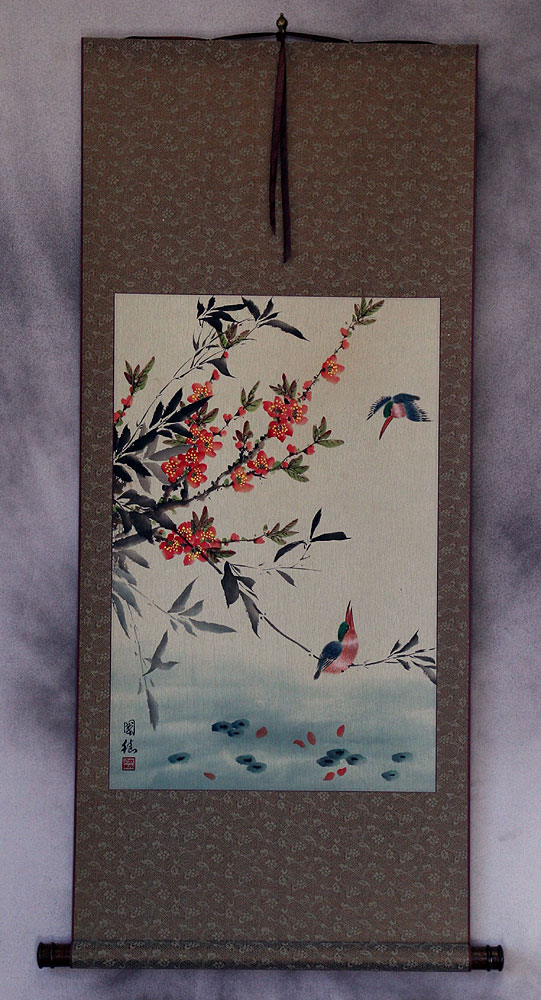 Bird and Flower Wall Scroll