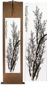 Traditional Asian Plum Blossom Wall Scroll